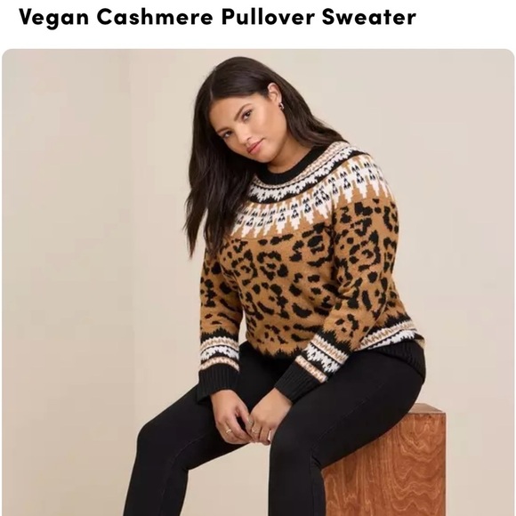 Torrid Vegan Cashmere Long Sleeve Pullover Sweater in Animal Print in Size 5X - Picture 1 of 13